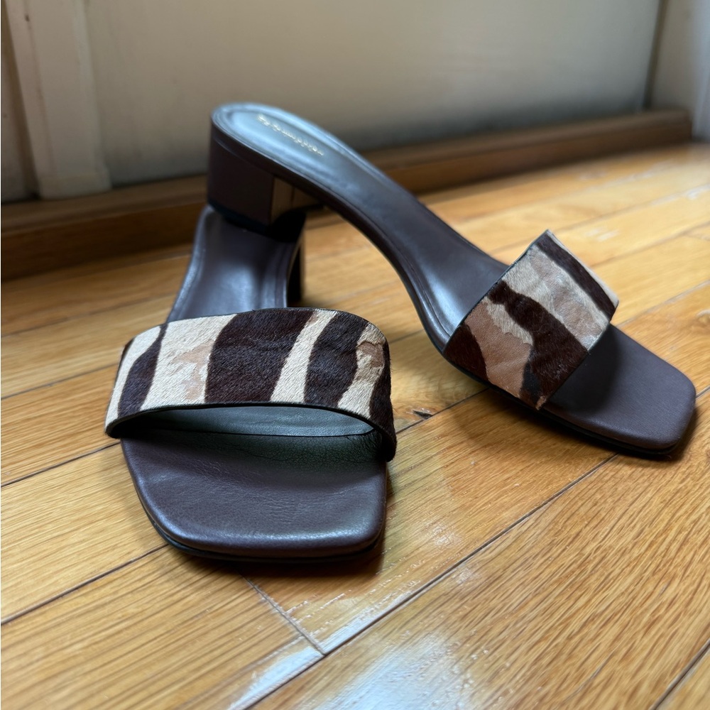 Reformation Brown and Tan Heels with Square-Toe Design